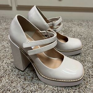 Steve Madden Twice Bone Patent Platform Mary Jane Pumps